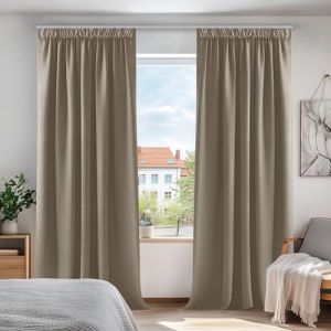 Deconovo Lot de 2 Rideaux Occultants avec Galon Fronceur Rideau Chambre Grande Hauteur Isolant Thermique Anti Froid 140x220cm Taupe (Deconovo-Home, neuf)