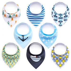 SONARIN Bavoirs Bébé Lot de 8 pcs Bandana Drool Bavoirs,doux et absorbants,avec Boucle Réglable,bavoirs bandana en coton bio super absorbant,pour garçons,fille (SONARIN FR, neuf)