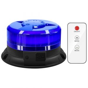 antom Gyrophare LED Sans Fil Rechargeable avec télécommande 12V-24V bleu phare d’avertissement clignotant magnétique 9 Modes de Flash avec pour golf UTV Car Bus (Antom  EU, neuf)