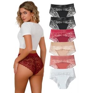 Hialegion Femmes Taille Haute sous Vêtements Dentelle Bordée Culotte Cuir épais Bikini Vêtements sans Culotte Ligne Rouge Mignon Femme S (HiaLegion, neuf)