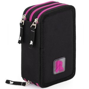 Julian Ross Stylé Trousse Scolaire Complète 45 Pièces – Kit Créatif Triple Compartiment avec Stylos Gel Effaçables, Crayons 4.0 mm, Feutres – Idée Cadeau Fille Noir et Fuchsia (clondo, neuf)