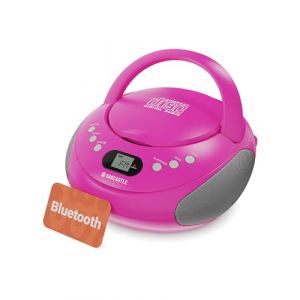 OAKCASTLE CD250 Boombox Bluetooth Portable | Contrôles faciles à Utiliser pour Enfants | Lecteur CD Portable avec Radio FM, 30 préréglages Radio, Affichage LED et Prise Casque (Rose) (iZilla, neuf)