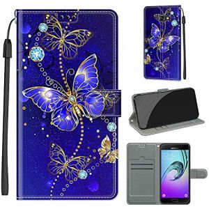 YIRRANZD Coque pour Samsung Galaxy A5 2016, Protection Housse en Cuir PU Portefeuille à Rabat Motif [Wrist Strap], Flip Antichoc Etui à pour Samsung A5 2016 (Papillon B) (YIRRANZD, neuf)