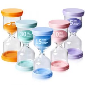 5 Pi&egrave;ces Sabliers Color&eacute;s, Min en Verre, Sabliers Color&eacute;s pour Enfants, MinuteurSablier de 5/10/15/20/30 Min, Id&eacute;al SablierBrossage Dents Enfant, Minuteur Douche, Timer Enfant, SablierD&eacute;corative (GRANARCO, neuf)