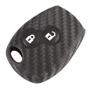 Housse Coque de cl&eacute; de Voiture en Fibre de Carbone et Silicone - 2 Boutons - 3 Boutons - Compatible avec Renault Dacia Modus Laguna Megane Clio 3 Twingo Kangoo 2 (2 Boutons) (Tuhong100e, neuf)