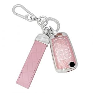 SparkleJoy Coque Cl&eacute; Voiture TPU avec Un Porte-Cl&eacute;s en Cuir,Etui Cl&eacute; &Eacute;tui Cl&eacute; Compatible avec Chevrolet Trax Opel Vauxhall Adam Astra Corsa Meriva Mokka Movano Zafira Buick - Flip Key (Rose) (AutoVeloce Europe, neuf)