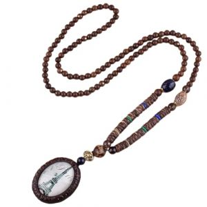 GNHG collier homme et femmes,collier perle homme,collier de perles en bois,Collier long pendentif style ethnique,Collier de perles en bois pendentif Bodhi Avec pendentif tour Eiffel (GNHG, neuf)
