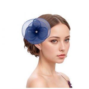 Bibi en plumes pour femme - Avec bandeau - Style r&eacute;tro - Pour carnaval, f&ecirc;te, cosplay, th&eacute; - Bleu marine - Taille unique (jksmyx, neuf)
