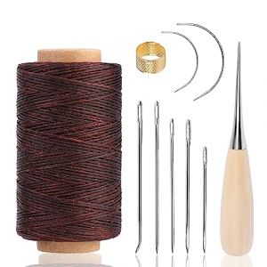 Kit De Couture De Fil Cir&eacute; En Cuir De 250 M Comprenant Une Aiguille De Fil &agrave; Coudre, Un Kit De R&eacute;paration De Tapisserie D'ameublement En Cuir Pour La Couture Et La R&eacute;paration (Brun) (Benlay, neuf)