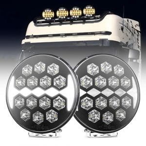 BraveWAY 9 Pouces Phare De Travail Led 2 PCS Phare Longue Port&eacute;e Led Avec Feu de Position Orange/Blanc 12V - 24V, Homologu&eacute; E9 pour Voiture, Camion, Tracteur, Feux Avants，Feux D'Accueil Blancs (BraveWay, neuf)