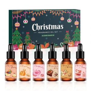 Set d'Huiles Essentielles de No&euml;l pour Diffuseur, 6 Flacons x 10ml aux Senteurs de Sapin, Pain d'&Eacute;pice, Pomme-Cannelle, Coffret Cadeau Aromath&eacute;rapie pour F&ecirc;tes (Horuili, neuf)