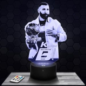 Lampe d'ambiance LED moderne K.Benzema Buste Ballon d'or Foot Footballeur France, idée cadeau deco Foot Footballeur France Lampe deco bureau salon homme Idée cadeau noel fan de K.Benzema (Lampephoto-fr, neuf)