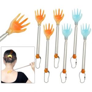 Fiyuer 6 Pièces Gratte Dos Télescopique, Acier Inoxydable Gratte Dos, Gratte Dos Extensible Portatif, Main Gratte Dos pour Soulager la Tête et Le Dos (Fiyuer, neuf)