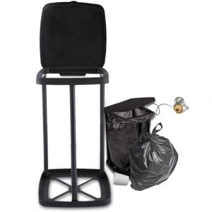 SilverChry Support Sac Poubelle, Poubelle Exterieur, Sac Poubelle Jaune, Porte Sac Poubelle avec Couvercle, Support de Sac Jaune r&eacute;glable en Hauteur pour l'ext&eacute;rieur, Cuisine Sacs poubelles de 30-90L (ZHSHE, neuf)