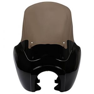 TCMT Cache carénage de phare avec pare-brise fumé 15'' pour Harley Dyna FXDXT T-Sport (noir brillant+fumé) (Tengchang, neuf)