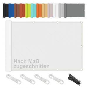 CHENG Paravent de Balcon de Jardin, Pare Soleil UV Protection avec Serre-Cables, pour Balcon Terrasse Jardin Patio, Protection UV, Housse de Balcon 185 g/m², Blanc, 65x300cm (Anda E-commerce, neuf)