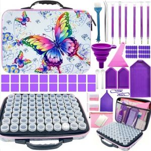 NINGESHOP Boite Diamond Painting Rangement, Diamond Painting Accessoires Boite, 70 Emplacements Malette de Rangement Peinture Diamants avec Entonnoir, Broderie Diamant Accessoires, Peinture Diamant (SIA Econompa, neuf)