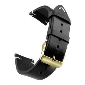 Bracelet de montre en cuir v&eacute;ritable cir&eacute; &agrave; l'huile, 18-24 mm, &agrave; d&eacute;gagement rapide, compatible avec Samsung/Seiko/Oris/Citizen(Black Gold,21mm) (DIEGEROUJIAMO-EU, neuf)