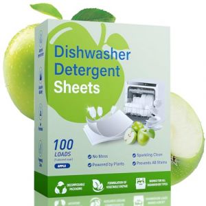 Allisway Dishwasher Tablets, Dosette Lave Vaisselle,Tablette Lave Vaisselle Puissant D&eacute;tartrant et D&eacute;tachant, Dissolution Rapide, Nettoyage en Profondeur, Saveur Pomme Verte, 100 Comprim&eacute;s (HUANKEKEJI, neuf)