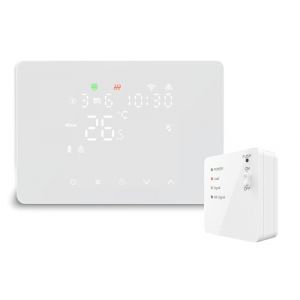 Domos Thermostat sans fil WiFi intelligent pour chaudière et chauffage | Écran LED tactile, WiFi, programmable, télécommande par application et voix, blanc (Vertical Route, neuf)