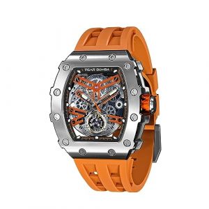 TSAR BOMBA Montre de Luxe pour Homme Montres automatiques Homme Étanche à 50 m Mouvement mécanique Japonais Tonneau Boîtier en Acier Inoxydable Verre Saphir Montre Visage Cool Unique Mode Cadeau (SAPPHERO L'Atelier du Temps, neuf)