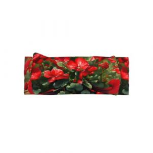 HHGFASD Bandeau pour bébé avec nœud rouge à motif géraniums – Bandeau en polyester doux, doux pour la peau et extensible pour nourrissons de 0 à 6 mois (lijianboxiaodian, neuf)