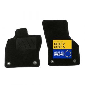 DBS - Tapis de Voiture sur Mesure - Adapt&eacute; &agrave; Votre Volkswagen Golf 7 / Golf 8 d&egrave;s 11/2012 - Antid&eacute;rapant : Clips de Fixations et Scratch - Tapis de Sol Avant 2 pi&egrave;ces - Moquette - Noir (Housses Auto DBS, neuf)