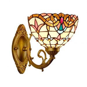 GDLight Baroque Design Applique Tiffany Style Europ&eacute;enne Vintage Teint&eacute; Verre Murale Applique pour Chambre Salon All&eacute;e Couloir (guojinshangmao, neuf)