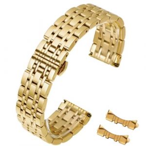 HEYOZURY Bracelet de Montre en Acier Inoxydableextr&eacute;mit&eacute; Droite et Incurv&eacute;e Bracelet en M&eacute;tal 12mm 14mm 16mm 18mm 19mm 20mm 21mm 22mm Bracelet de Remplacement en M&eacute;tal Hommes Femmes (YOYOStrap, neuf)