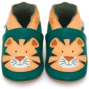Chaussures pour fille en cuir souple, chaussures pour b&eacute;b&eacute;, premiers pas, avec semelle en daim, bottines pour b&eacute;b&eacute;, Adel La Tigre, 2-3 anni (Juicy Bumbles, neuf)