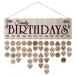 Calendrier Anniversaire 100 Pièces Calendrier Perpetuel avec des Étiquettes Heart & Circle, Fait à La Main Bois Murale Plaque Calendriers pour Deco Bureau Chambre (QZDAFFIC, neuf)