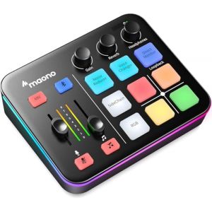 MAONO Gaming Audio Mixer, RGB XLR Table de Mixage avec pr&eacute;ampli Pro, RVB, Bluetooth, alimentation fant&ocirc;me 48 V pour diffusion en direct, podcasting, cr&eacute;ation de contenu,G1 NEO (NOIR) (MAONO FR, neuf)
