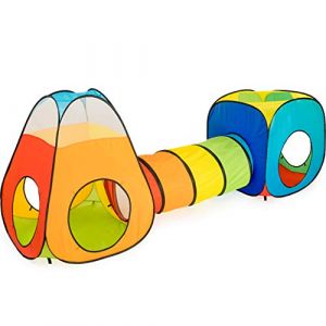 NUBUNI 3 en 1 Pop Up Jouer Tente avec Tunnel, Balle Pit pour Les Enfants, garçons, Filles, bébés et Enfants en Bas âge, Playhouse intérieur/extérieur (NUBUNI, neuf)