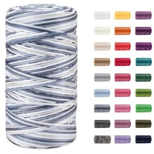 CAMAL Ficelle Nylon Fil Nylon 1.5mm Cordon Bracele 200m Corde Fine Corde pour Bracelet Fil Tress&eacute; pour Bricolage Artisanat, Bonnets, Sac Au Crochet (Gris-Blanc) (CAMAL-UK, neuf)