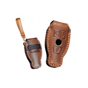 KUNIO Coque de Protection cl&eacute; de Voiture pour Mercedes Benz A B C E S G R Classe AMG CLA GLC GLA GLK CLK GLE SLK GLS W204 W211 W164 en Cuir Marron (KUNIO, neuf)