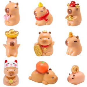 GVMJHYK 9PCS Mini Figurines Capybara en Résine - Mini Figurines Capybara - Décoration Miniature - Cochon d'eau Jouets - Cadeau de Bureau - Décoration Artisanale d'extérieur (LiLiNiNiii, neuf)