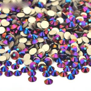 100g SS6 SS10 SS12 SS16 SS20 SS30 Strass en verre de couleur Non Hot Fix Strass à dos plat Pierres à ongles DIY-47 Violet coloré AB-SS10 100g 14400 pièces (hangzhouyazhendianzishangwu, neuf)