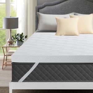 Autsel 160x190cm Surmatelas en Mousse à Mémoire de Forme et en Gel Refroidissant Matelas avec Housse Amovible - Épaisseur de 7.5cm (DongPU-EU, neuf)