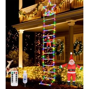 Guirlande Lumineuse &Eacute;chelle P&egrave;re No&euml;l, 3 m LED Rideau Lumineux Decoration Noel Etoile Guirlande Lumineuse USB, 8 Modes Christmas Lights avec P&egrave;re No&euml;l Minuterie &Eacute;tanche pour Exterieur Interieur (CHENYIXINYI, neuf)