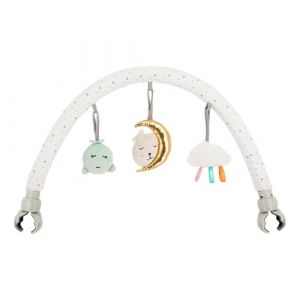 Momi Arche de Jeux Zizi &agrave; Monter sur Une balancelle, Une Poussette, Un Porte-b&eacute;b&eacute; ou Un lit b&eacute;b&eacute;, avec 3 Jouets sensoriels Amovibles, Montage Facile par Pince sans Outils (MoMi Simply Together, neuf)