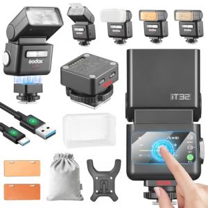 Godox IT32 Flash pour Appareil Photo TTL avec D&eacute;clencheur de Flash X5C pour Canon 2,4G GN18 510 Flashes &agrave; Pleine Puissance &Eacute;cran Tactile R&eacute;flecteur Int&eacute;gr&eacute; Lumi&egrave;re LED Filtre de Couleur Magn&eacute;tique (PhoZoom E, neuf)