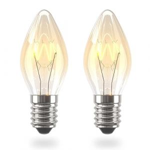 Luxvista Lot de 2 ampoules de sel 16 W E14 &agrave; intensit&eacute; variable Blanc chaud 2700 K Ambre C7 pour lampe en cristal de sel 220 V Lampe de r&eacute;frig&eacute;rateur, ampoule veilleuse, micro-ondes, machine &agrave; coudre (WILMAXY CHAMON LTD-EU, neuf)