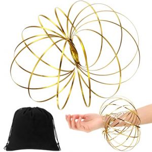 Sumind Jouets d&rsquo;Anneaux d'&Eacute;coulement 3D Anneau d'&Eacute;coulement de Bras &agrave; Ressorts Magique Jouet &agrave; Ressort en Acier Inoxydable avec Sac Noir en Velours (Orange) (Woaceheq, neuf)