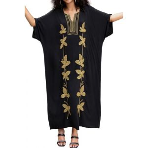 L-Peach Femme Kaftan Longue Robe de Plage Tunique Sarong Paréo pour Maillot de Bain Cover ups (Little-Peach, neuf)