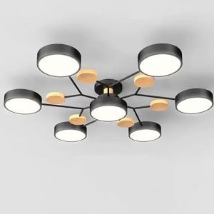 YDIJFLL Moderne LED Plafonnier Bois Vert Semi Encastr&eacute; Plafonnier 4/5/6/7 Mol&eacute;Cule Nordique Gris Cercle Rond Acrylique Abat-Jour Blanc Luminaire pour Salon, Chambre &agrave; Coucher(Size:7 Lights,Color:B) (Gathers from Everywhere, neuf)