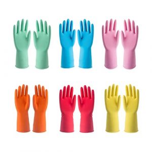 6 Paires Gants Menage, Gant de Nettoyage, Gant de Protection, Gants Latex, Gants Vaisselle, Home Disinfection Dust Removal Gloves（6 Couleurs, 5 paires M,1 paires XL） (FRANCE HUIHAO, neuf)