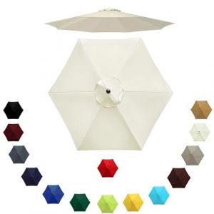 Auvent de Remplacement pour Parasol 6 Baleines/8 Baleines, Remplacement Toile de Parasol 2m/2.3m/2.7m/3.0m, Housse de Rechange pour Parasol D'extérieur, Polyester Anti UV(Beige,2.30m/6 Arms) (LYLSD, neuf)