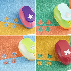 4PCS Perforatrices de Papier Taille M Perforatrice à Levier Pour Projets DIY Scrapbooking Création de Cartes Déco Motif (Flocon de Neige+ Étoile + Sapin+ Nœud Papillon) 6.5 x 4 x 5cm (nychuangtuo, neuf)