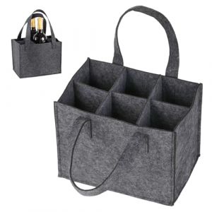 Bbtcxjs Porte-bouteilles en feutre pour 6 bouteilles, style simple, panier pliable, gris (Bbtcxjs, neuf)