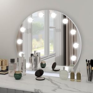 YU YUSING Hollywood Miroir de Maquillage avec Éclairage, 12 LED à Intensité Variable, 3 Modes, Rond, Miroir de Table Salle de Bain, Contrôle Tactile, pour Chambre à Coucher, Coiffeuse (YuSing, neuf)
